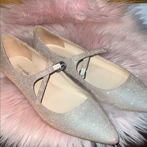 Kate Spade Sparkling Silver Mary Jane Flats